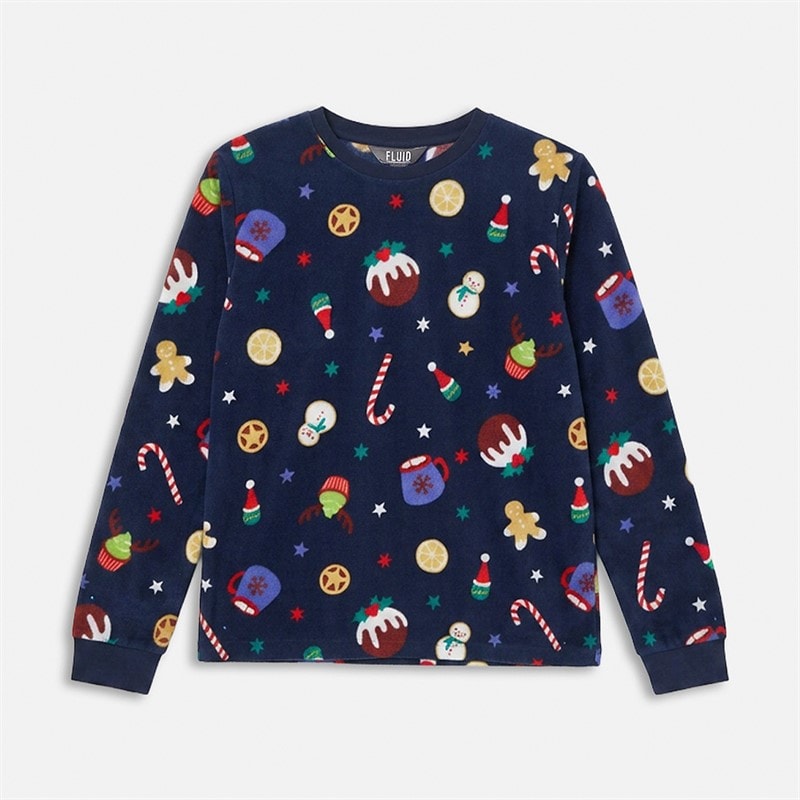 Kinderen kerst microfleece set Multi Navy - Afbeelding 2
