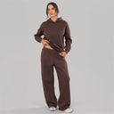 Damen - Kapuzenpullover Und Weite Jogginghose Trainingsanzug Chocolate