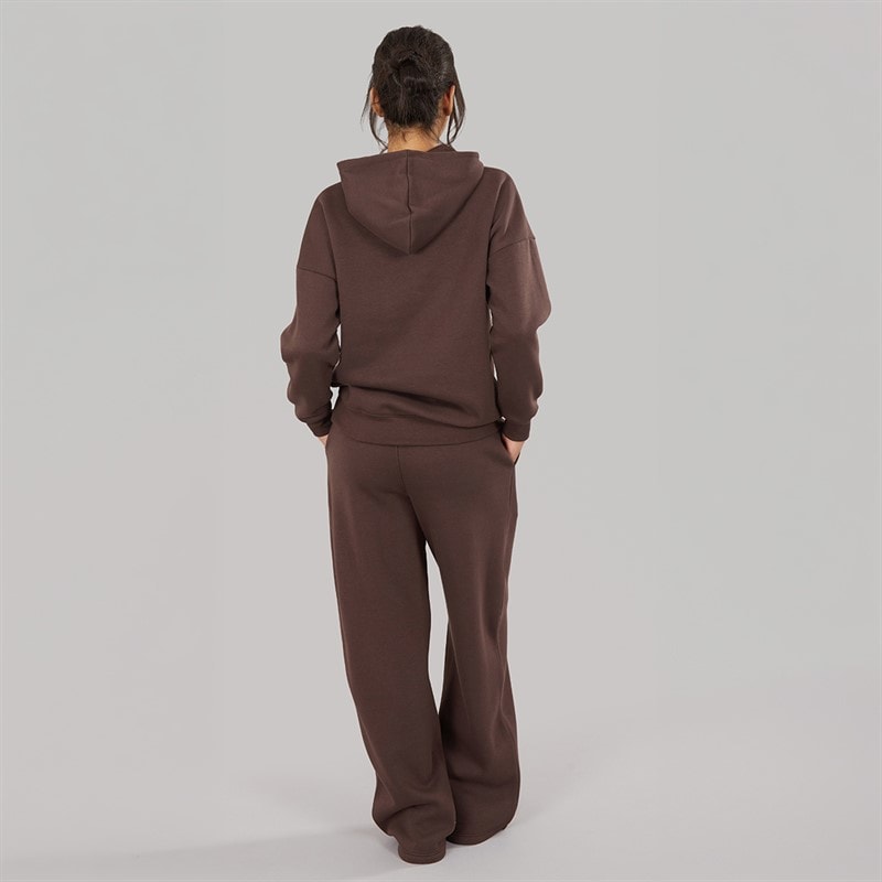 Damen - Kapuzenpullover Und Weite Jogginghose Trainingsanzug Chocolate - Bild 2