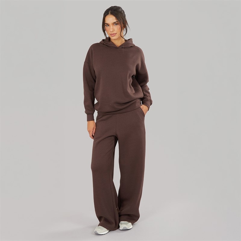 Damen - Kapuzenpullover Und Weite Jogginghose Trainingsanzug Chocolate - Bild 3