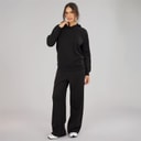 Damen - Kapuzenpullover Und Weite Jogginghose Trainingsanzug Schwarz