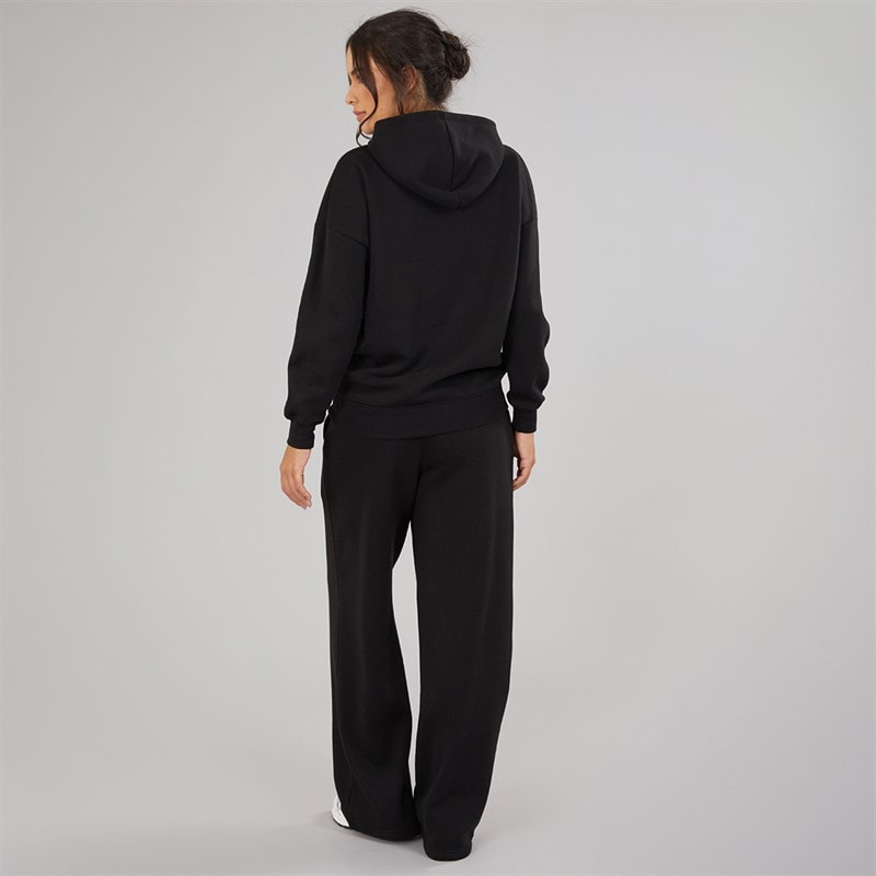 Damen - Kapuzenpullover Und Weite Jogginghose Trainingsanzug Schwarz - Bild 2