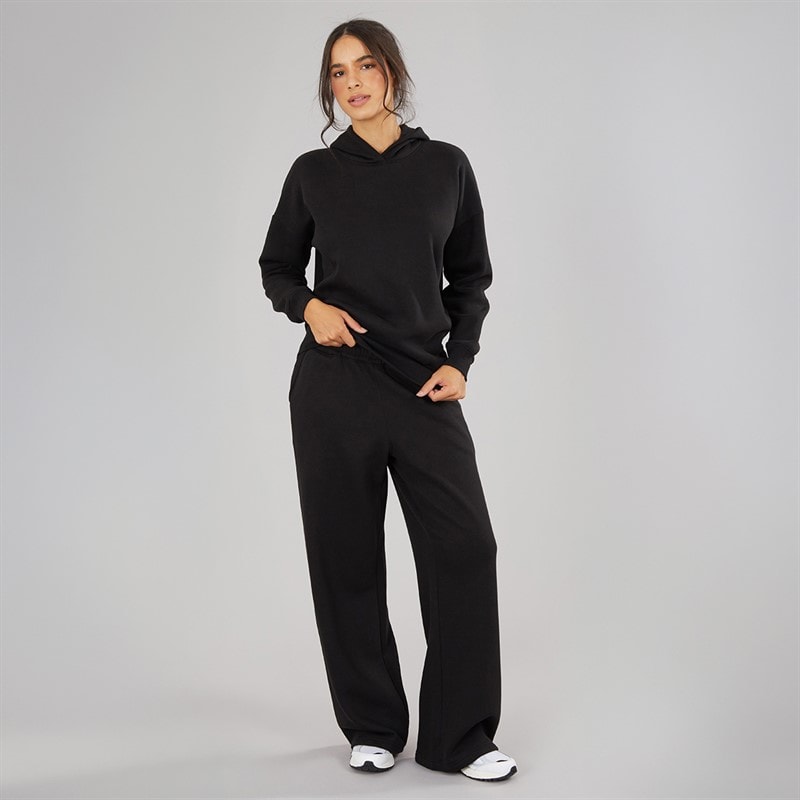 Damen - Kapuzenpullover Und Weite Jogginghose Trainingsanzug Schwarz - Bild 3