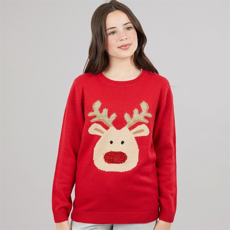 Meisjes rudolf kersttrui Rood - Afbeelding 3
