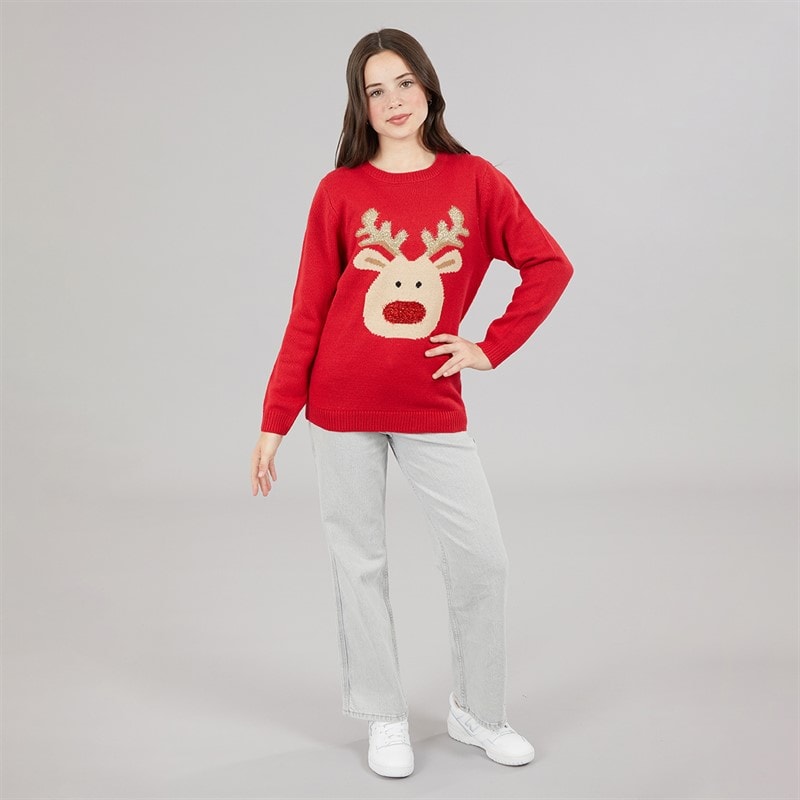 Meisjes rudolf kersttrui Rood - Afbeelding 4
