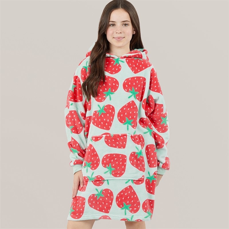 Board Angels Mädchen - Oversized Erdbeer-Decken-Kapuzenpullover - Mint/Multi - Bild 3