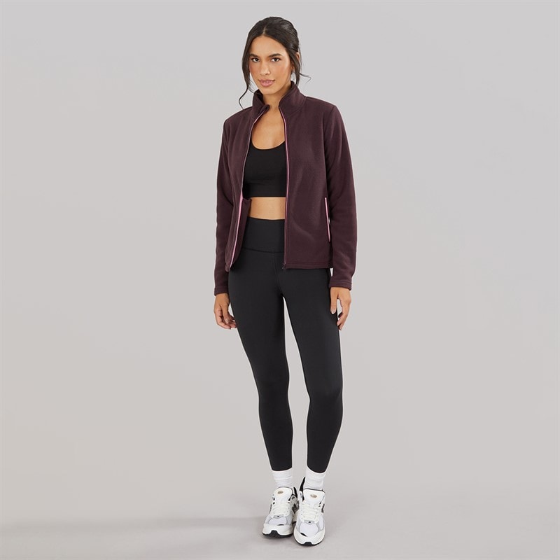 Damen - Zip-Through Microfleece-Top Burgundy - Bild 3