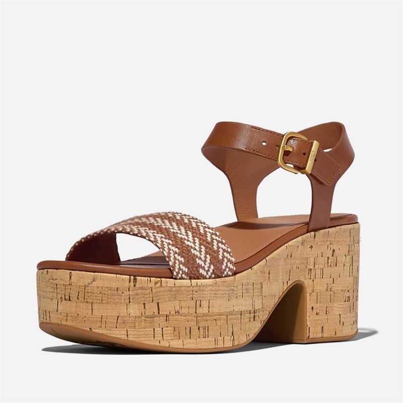 Damen - Plateau-Sandalen mit Knöchelriemen Deep Tan - Bild 2