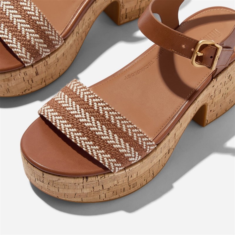 Damen - Plateau-Sandalen mit Knöchelriemen Deep Tan - Bild 4