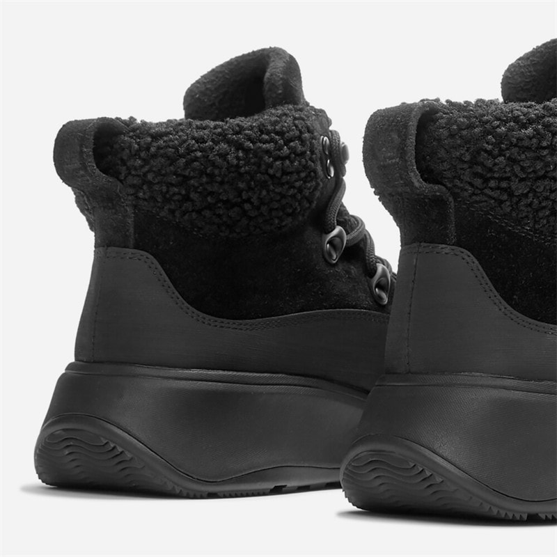 Dames f-mode teddy kraag veterbooties All Black - Afbeelding 4