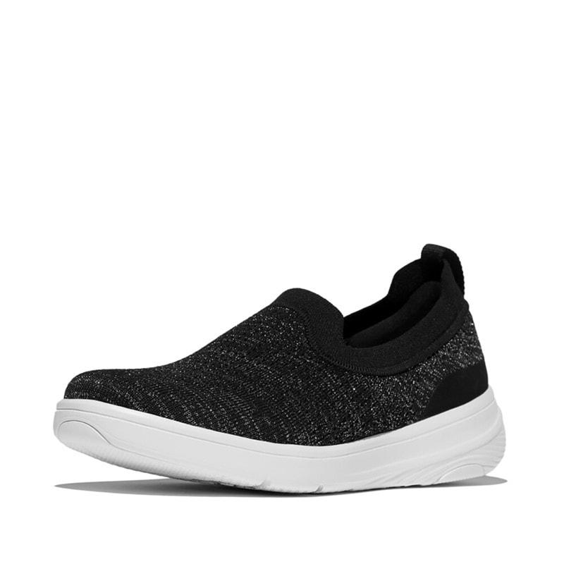 Damskie buty sportowe super q slip on z dzianiny Czarny/Silvereen – zdjęcie  2