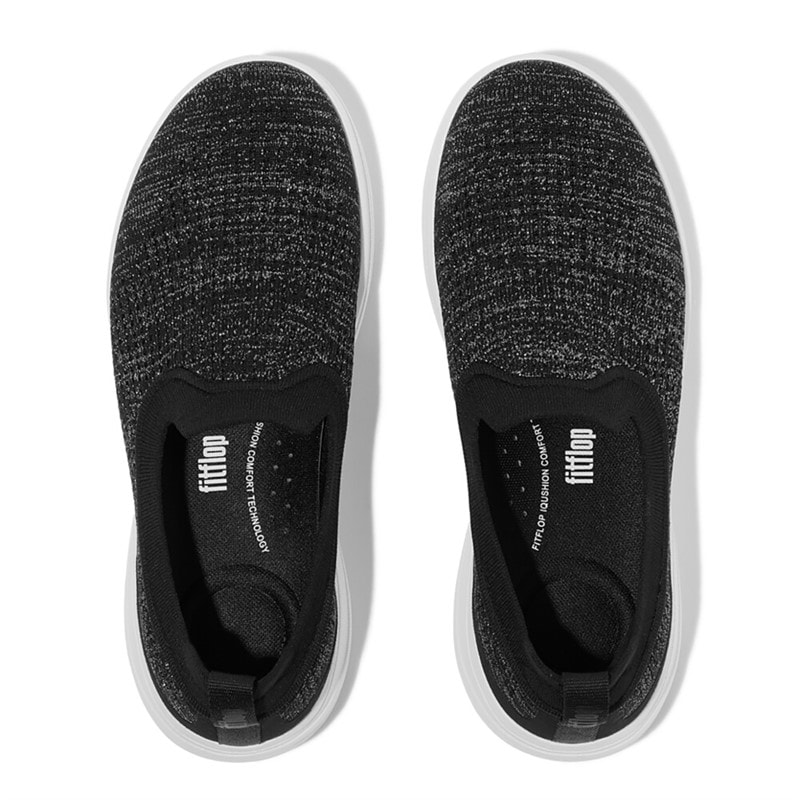 Damskie buty sportowe super q slip on z dzianiny Czarny/Silvereen – zdjęcie  3