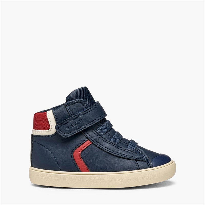GEOX Baskets montantes à scratch Gisli bébé garçon - Marine/Rouge