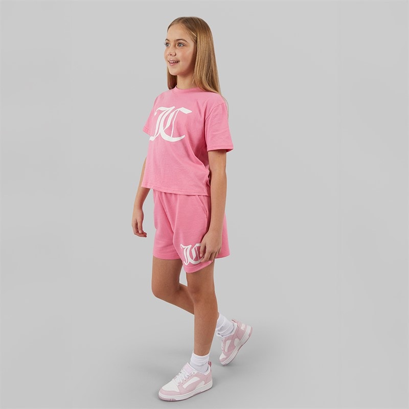 Mädchen - Kurz geschnittenes T-Shirt Und Shorts Set Pink - Bild 3