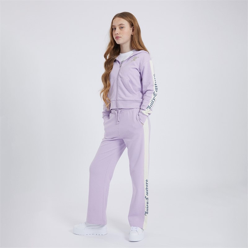 Dziewczęce dres z kapturem na zamek i szerokie spodnie dresowe Pastel Lilac – zdjęcie  4