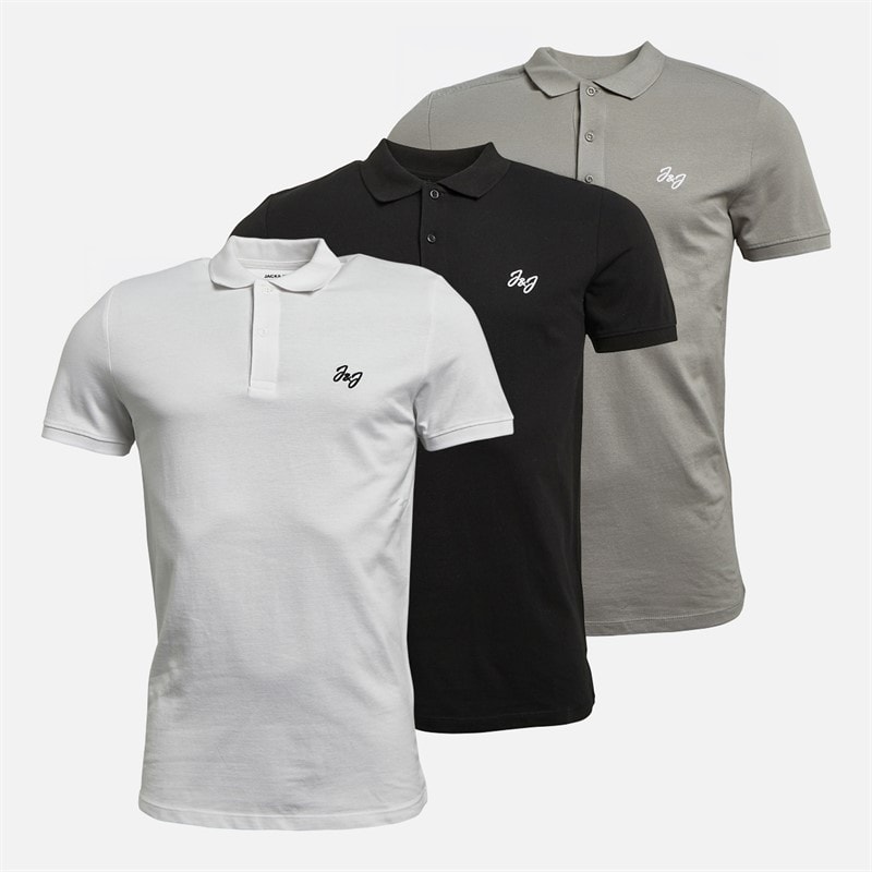 Heren joseph driepack polo shirts Wit/Zwart/Grijs - Afbeelding 1