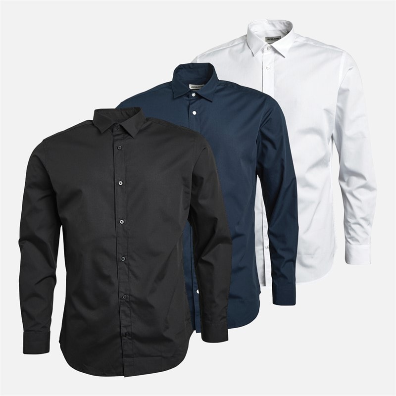 Heren joseph driepack shirts met lange mouwen Navy/Wit/Zwart - Afbeelding 1
