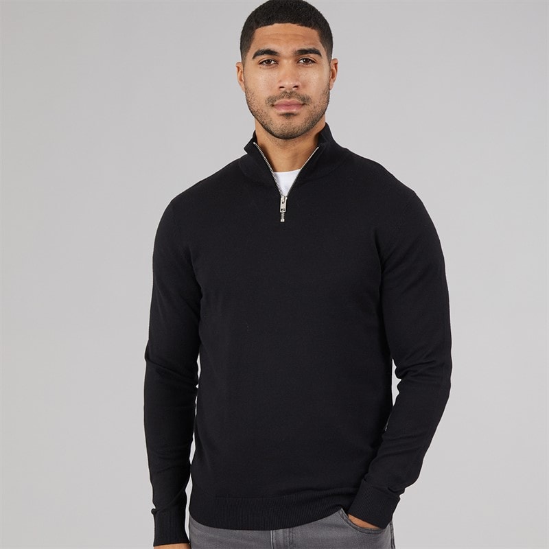Herren - Emil Strickpullover mit 1/2-Reißverschluss Schwarz - Bild 1