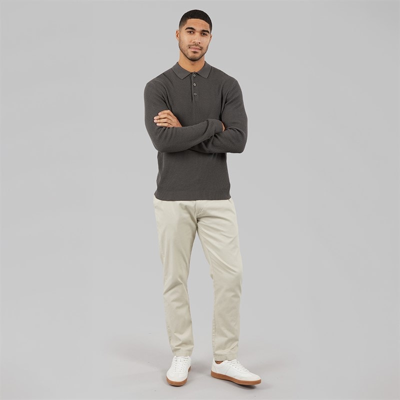Heren cooper gebreide polo met lange mouwen Volcanic Ash - Afbeelding 4