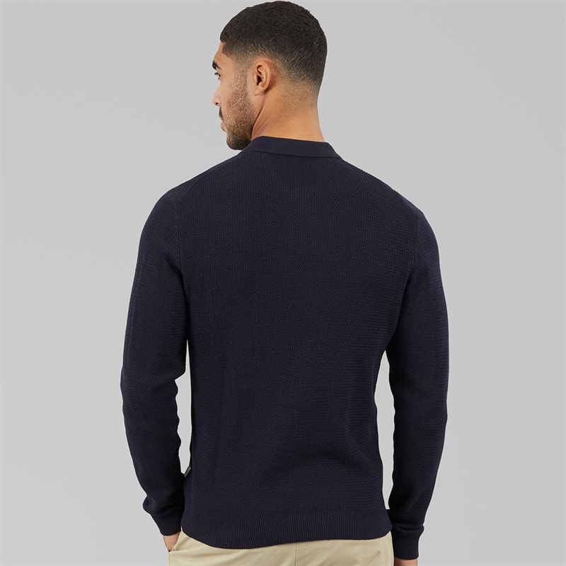 Herren - Cooper Strick-Poloshirt mit Langarm Night Sky - Bild 2