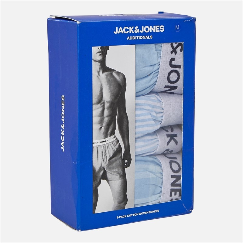 Lot de trois boxers tissés Jaclaroi hommes Chambray Blue/Chambray Striped/Skyway Checks - Image 2
