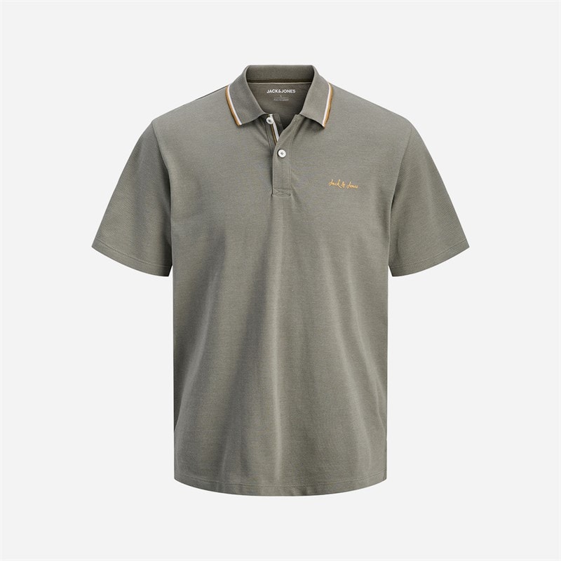 JACK & JONES Herren - Blaze Polohemd - Vetiver Detail Melange