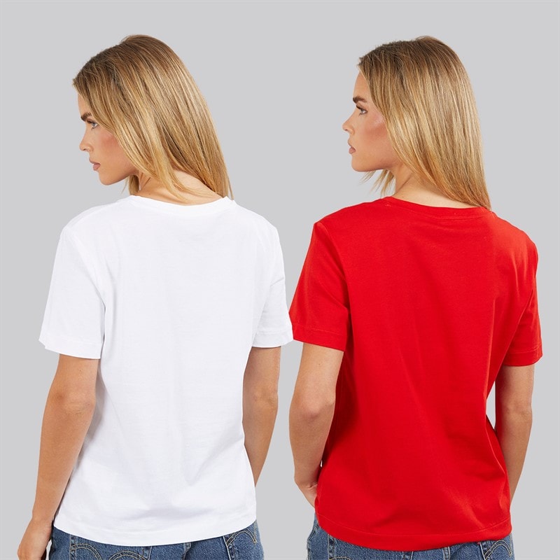 Lot de deux t-shirts à col en V avec logo femmes Adrenaline Rush/Blanc brillant - Image 2