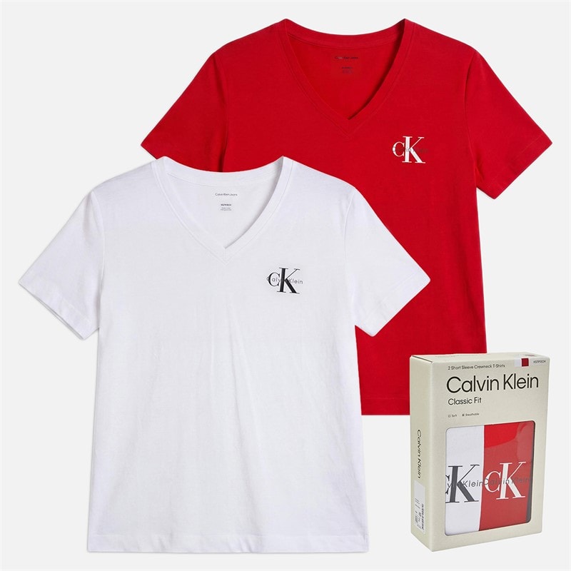 Lot de deux t-shirts à col en V avec logo femmes Adrenaline Rush/Blanc brillant - Image 5