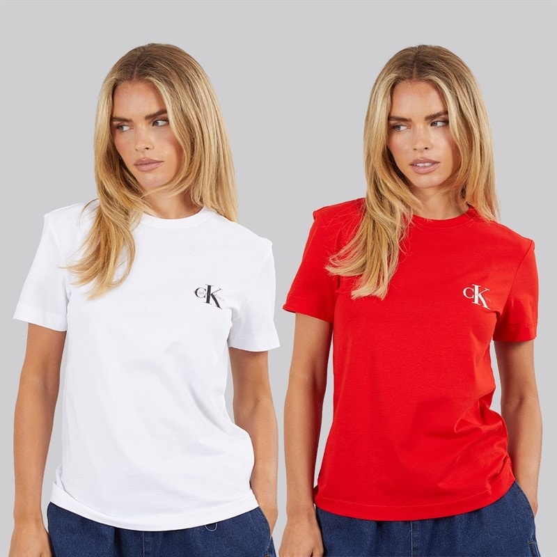 Calvin Klein Jeans Lot de deux t-shirts à logo femmes - Adrenaline Rush/Blanc brillant