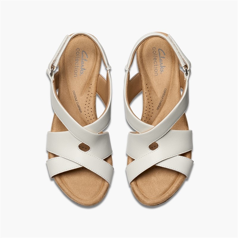 Sandales compensées style rose femmes White Leather - Image 2