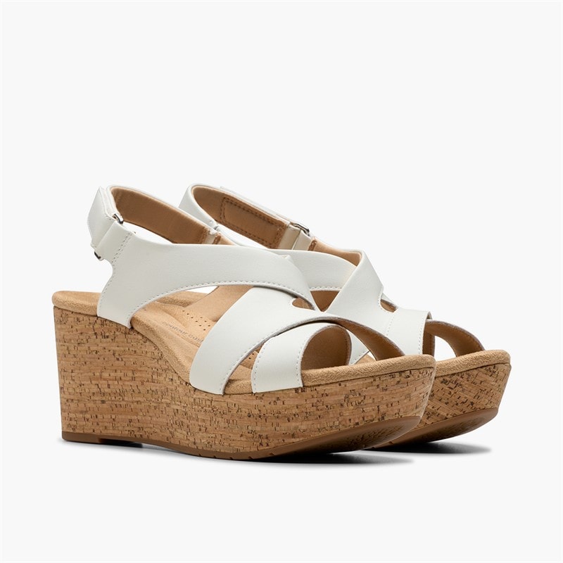 Sandales compensées style rose femmes White Leather - Image 4