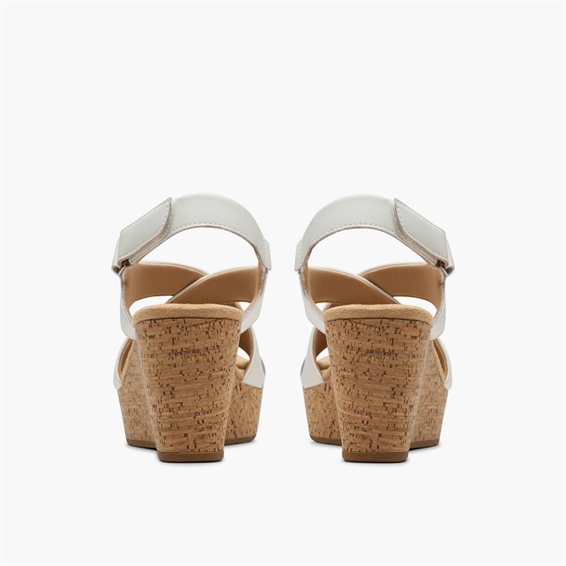Sandales compensées style rose femmes White Leather - Image 5