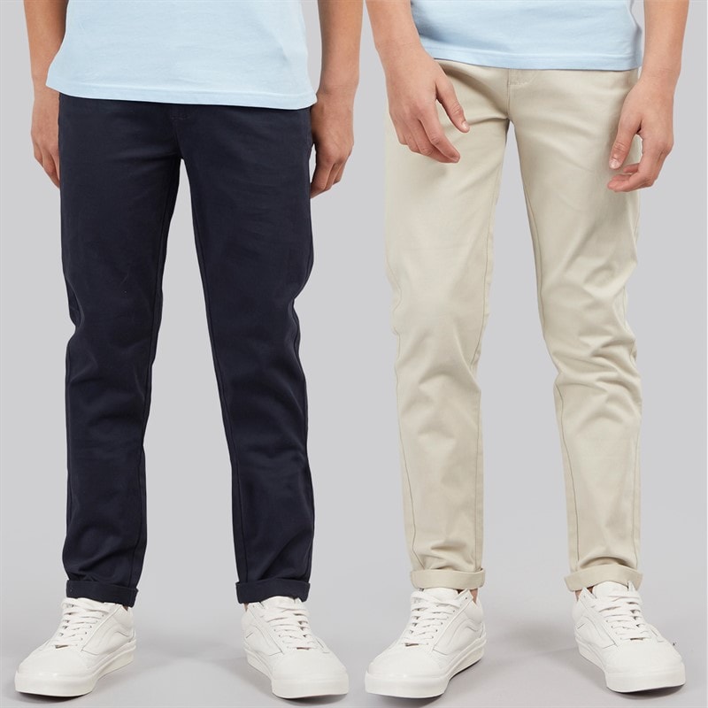 Kangaroo Poo Jongens twee pakken chino broeken - Marine/Stone
