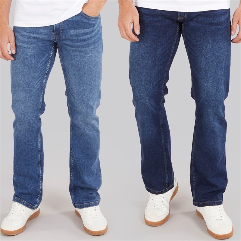 Kangaroo Poo Mężczyźni dwupak dżinsy bootcut - Dark Wash/Mid Wash