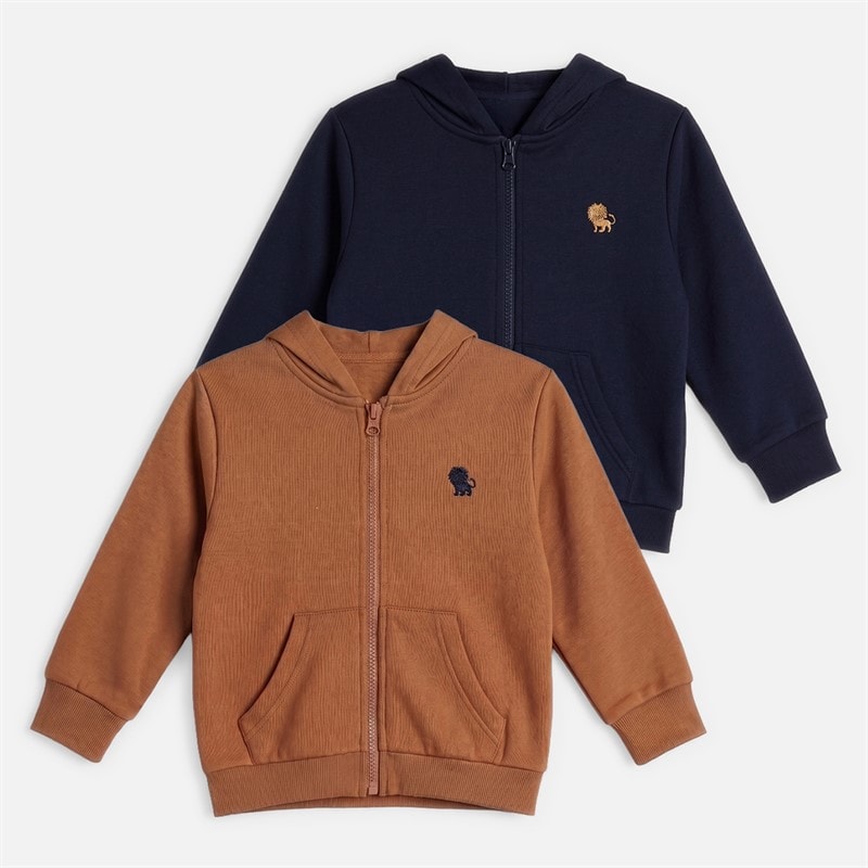 Jongens 2-pack hoodies met rits Pastry Shell/Navy - Afbeelding 1