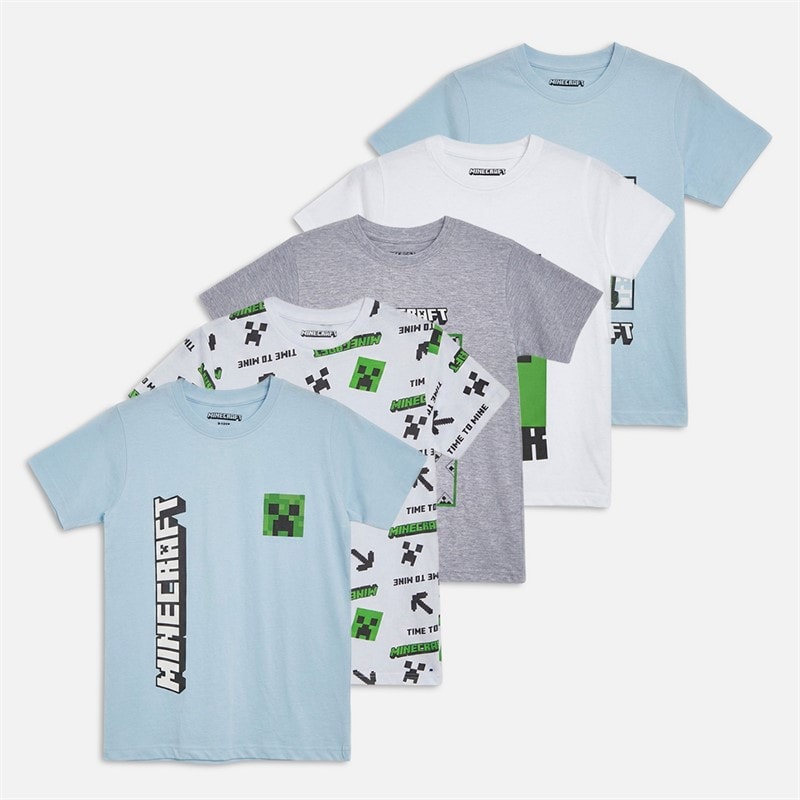 MINECRAFT Jongens vijfpack t-shirts - Blue Multi
