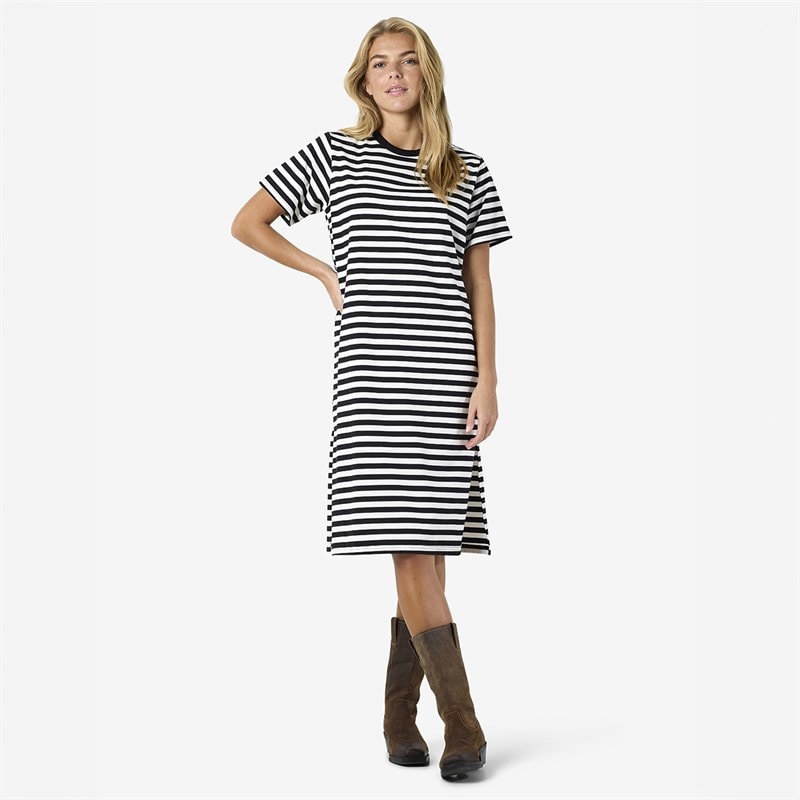 Damen - Gestreiftes Mini-Kleid Schwarz - Bild 4