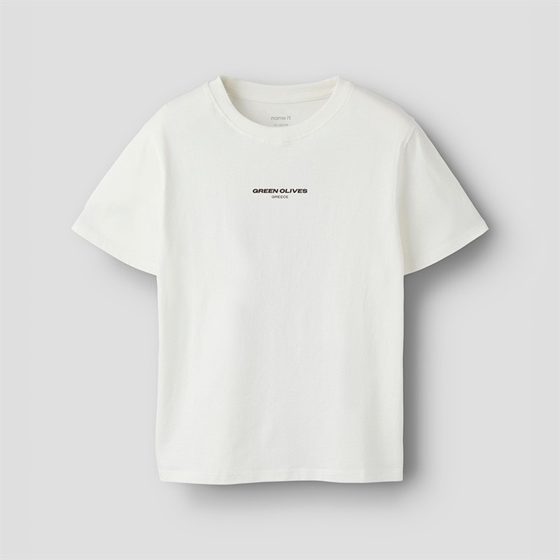 T-shirt Halman olive garçons Cloud Dancer/Olive - Image 2
