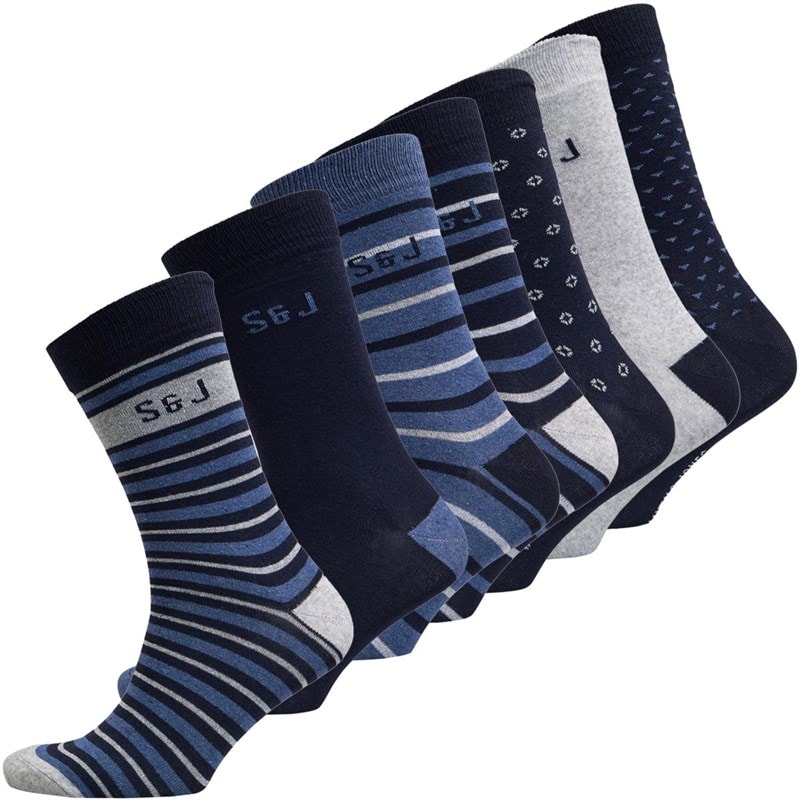 Smith And Jones Heren roco seven pack sokken - Plain/Stripe/Pattern