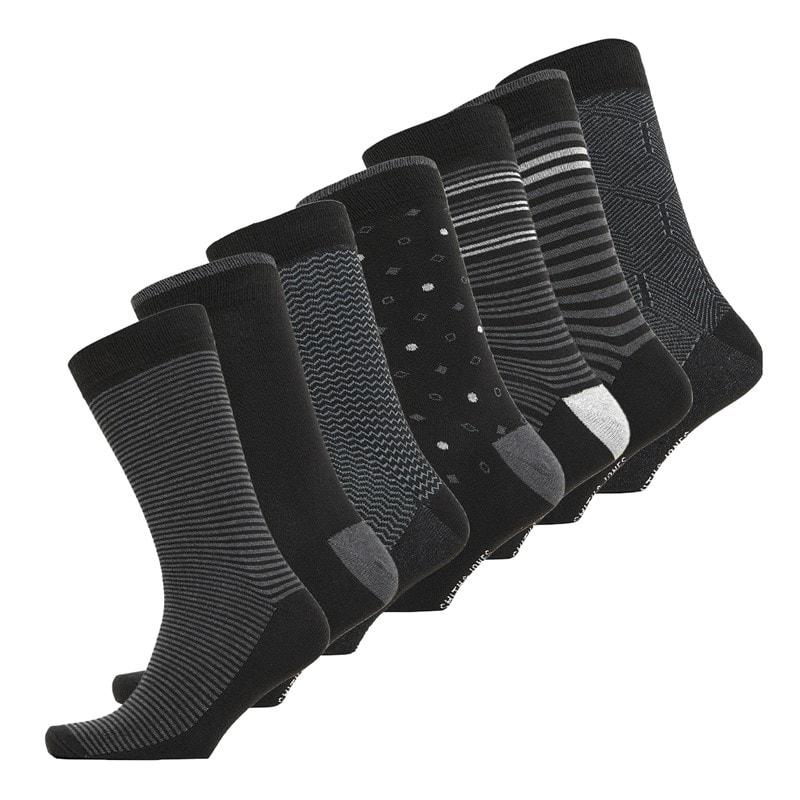 Smith And Jones Heren mitti seven pack sokken - Zwart/Charcoal Marl/Wit/Grey Marl