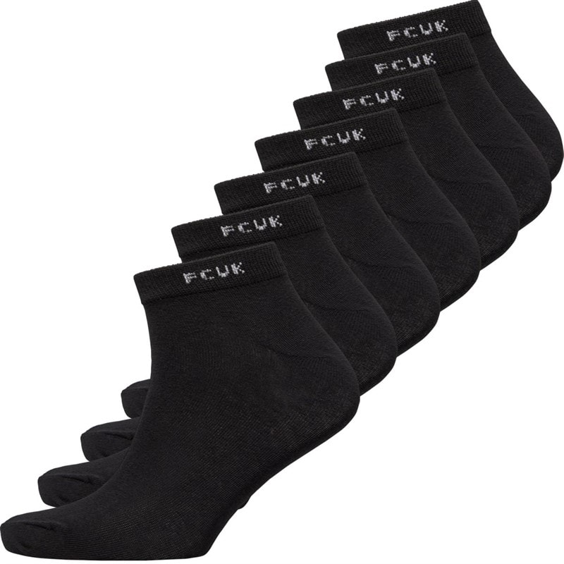 French Connection Herren - FCUK Sneaker-Socken Sieben-Pack - Schwarz
