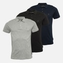 Mężczyźni trzypak koszulki polo z dzianiny Multi 1 - Czarny/Jasnoszary Marl/Marine