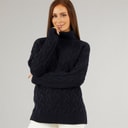 Pull à torsades femmes Marine foncé