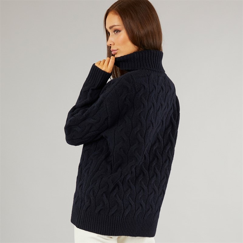 Pull à torsades femmes Marine foncé - Image 2