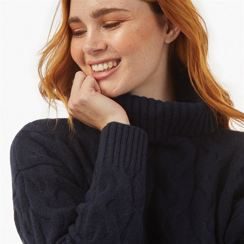 Pull à torsades femmes Marine foncé - Image 3