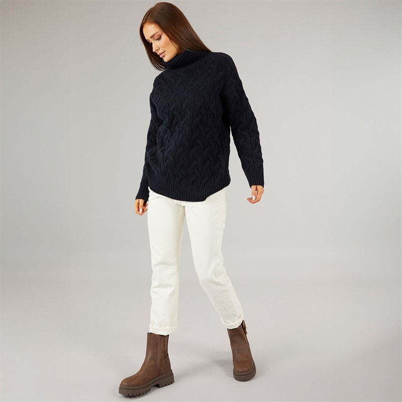 Pull à torsades femmes Marine foncé - Image 4