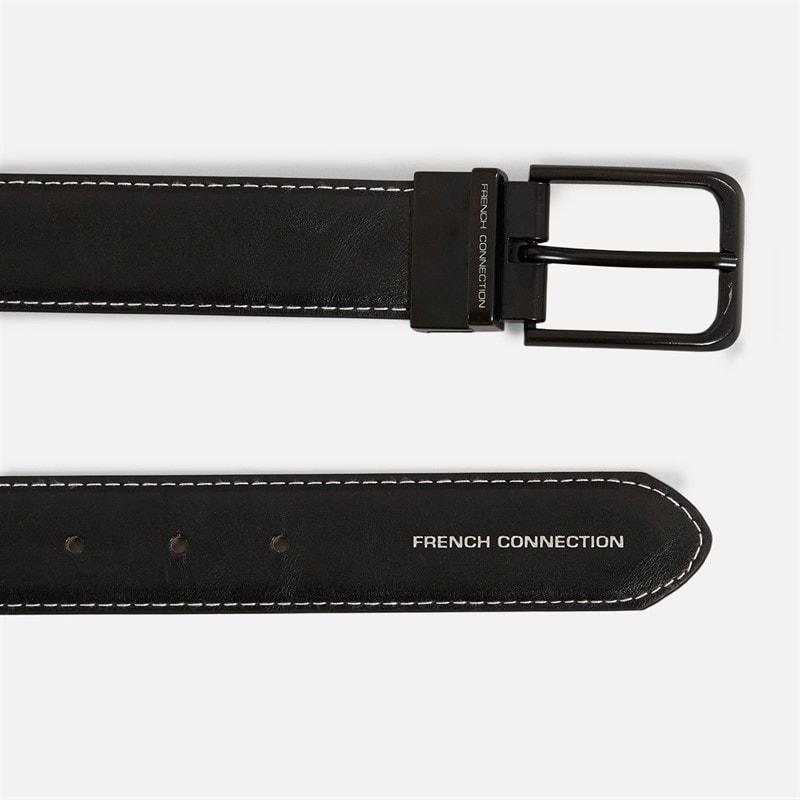 Ceinture réversible avec surpiqûres hommes Noir/Marron - Image 2