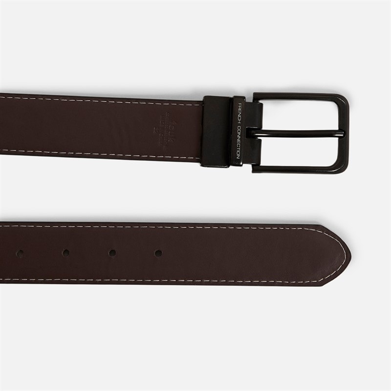 Ceinture réversible avec surpiqûres hommes Noir/Marron - Image 3