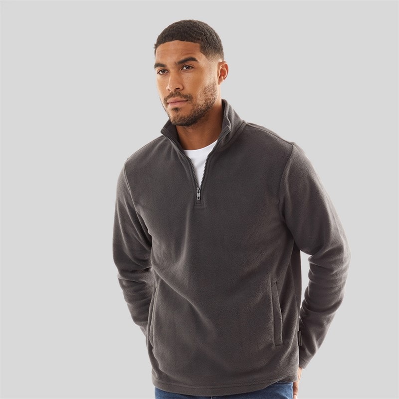 French Connection Heren 1/2 zip microfleece - Charcoal Mel
