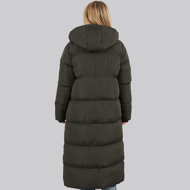 Manteau long matelassé de rameuse femmes Kaki foncé - Image 2